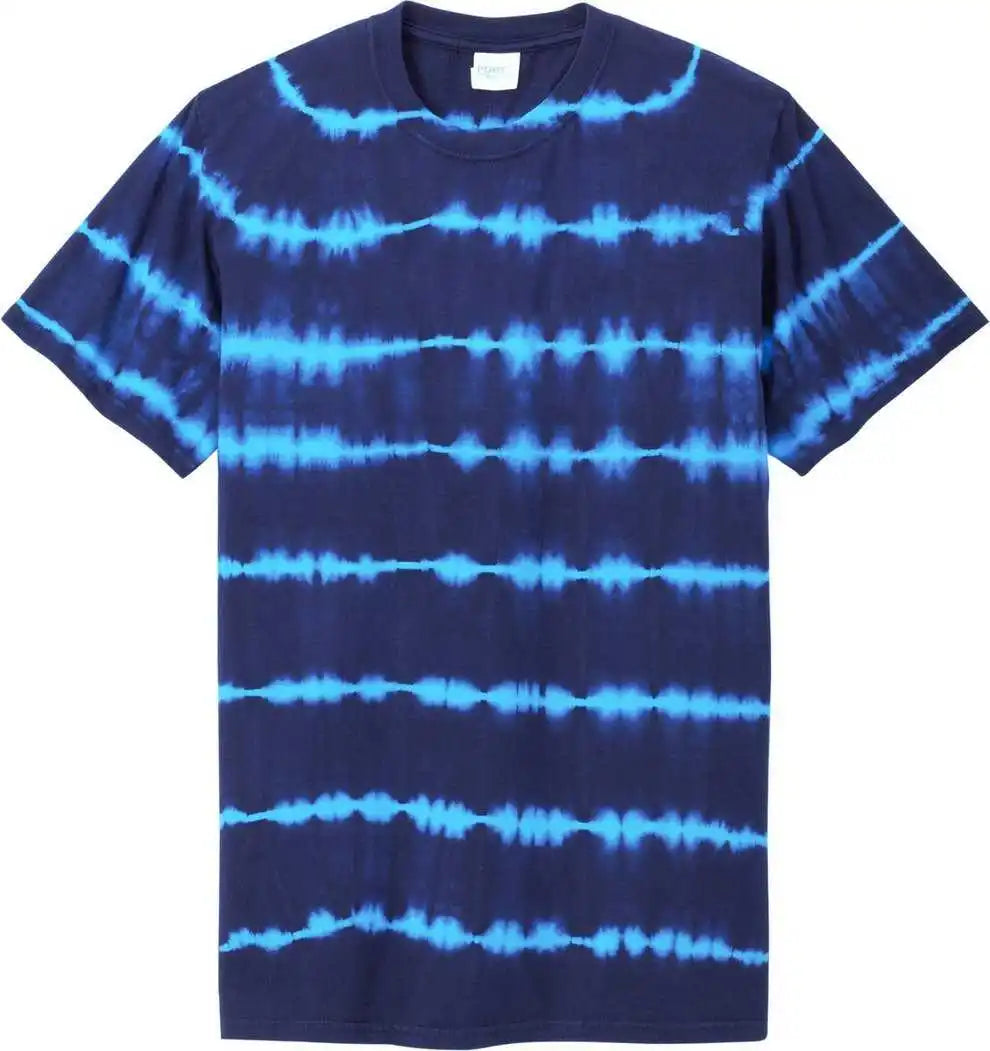 Port &amp; Company Pc142 Allover Stripe Tie-dye Tee - Turq/tmnvy