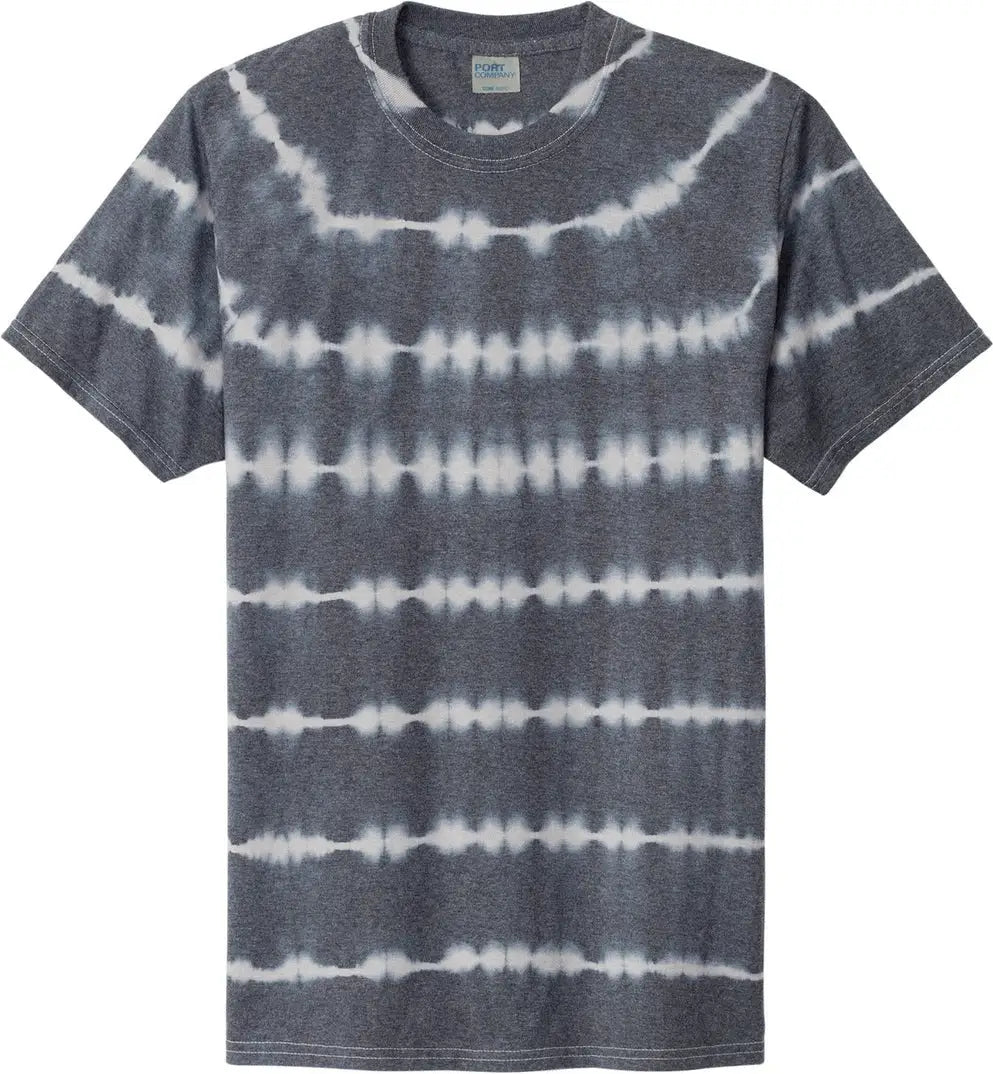 Port & Company Pc142 co Allover Stripe Tie-dye Tee - Graphite Light Gray