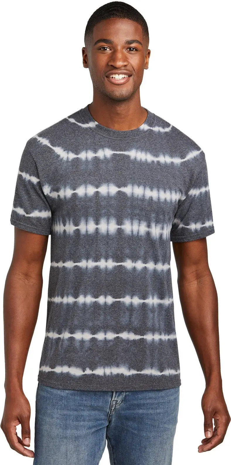 Port & Company Pc142 co Allover Stripe Tie-dye Tee - Graphite Light Gray - Graphite/ / Adult s