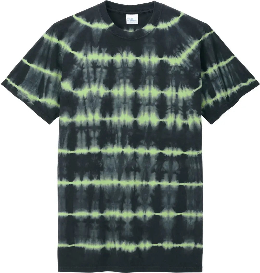 Port & Company Pc142 co Allover Stripe Tie-dye Tee - Green Tea Black