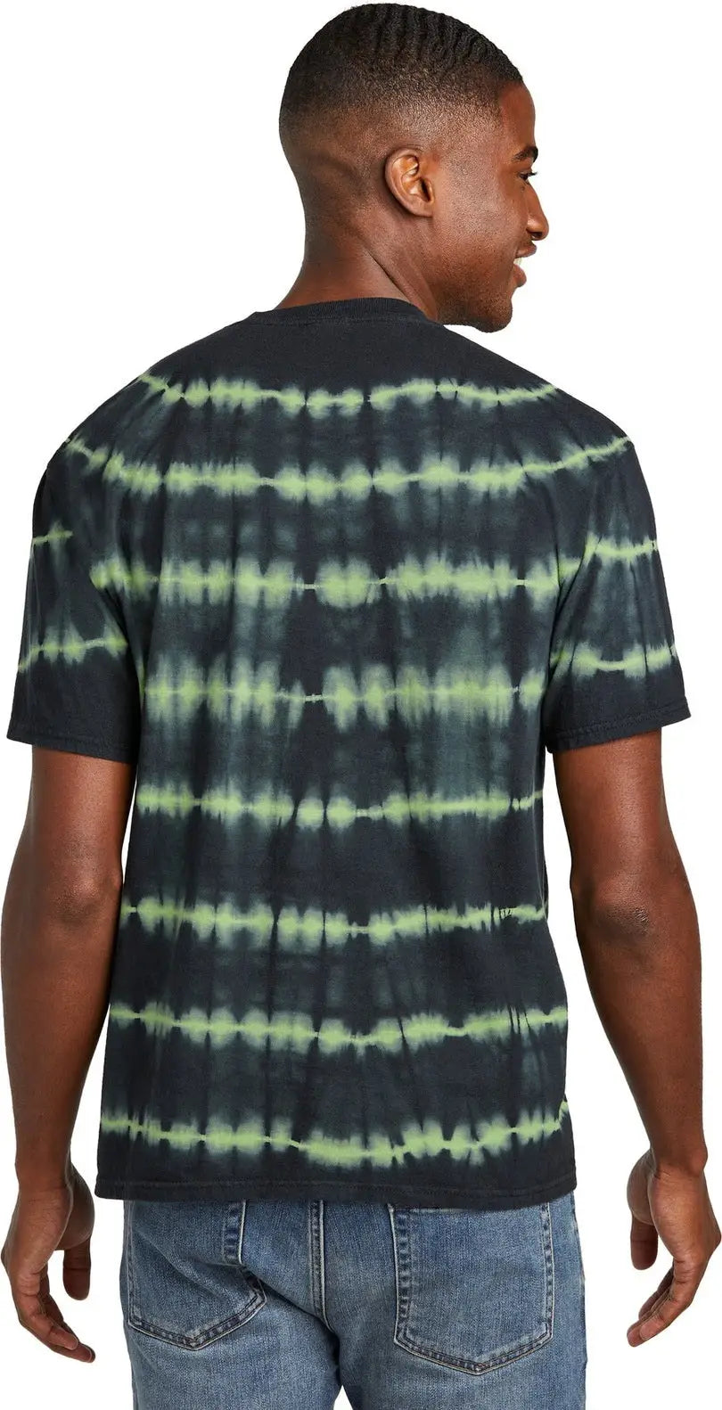 Port & Company Pc142 co Allover Stripe Tie-dye Tee - Green Tea Black