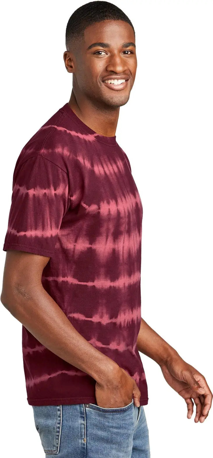 Port & Company Pc142 co Allover Stripe Tie-dye Tee - Merlot Burgundy