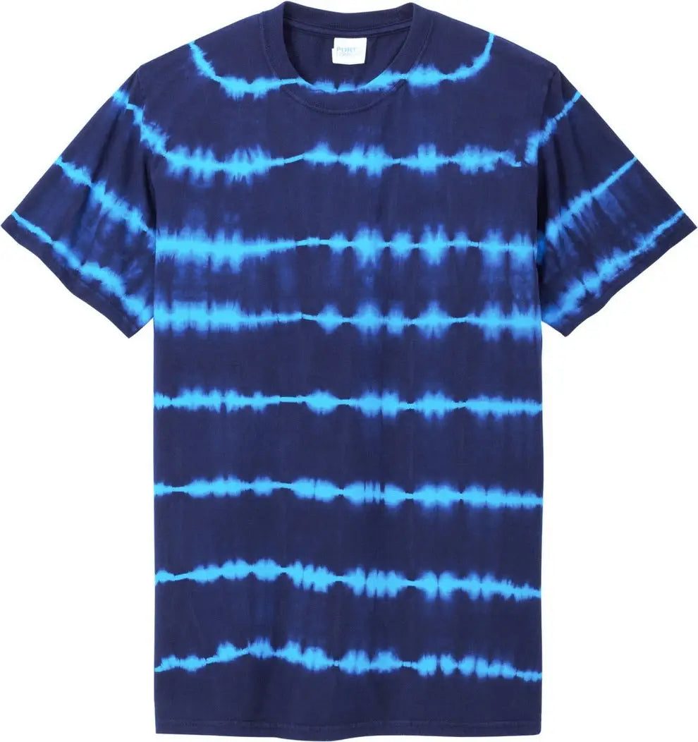 Port & Company Pc142 co Allover Stripe Tie-dye Tee - Turquoise Team Navy