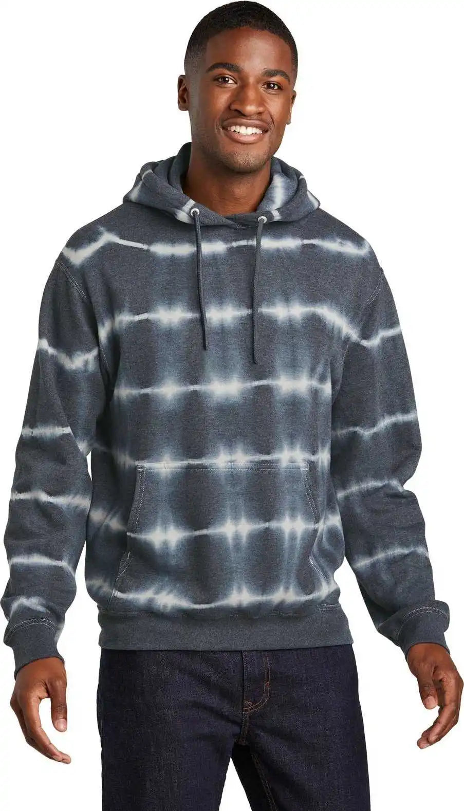 Port &amp; Company Pc143 Allover Stripe Tie-dye Fleece - Grph/ltgry