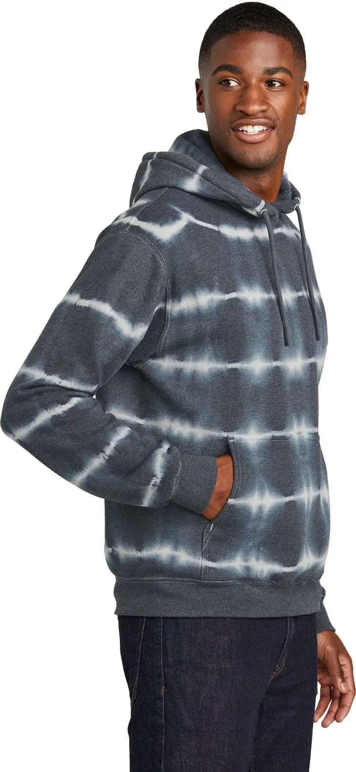 Port & Company Pc143 co Allover Stripe Tie-dye Fleece - Graphite Light Gray