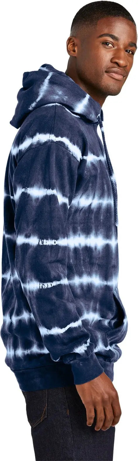 Port & Company Pc143 co Allover Stripe Tie-dye Fleece - True Navy White