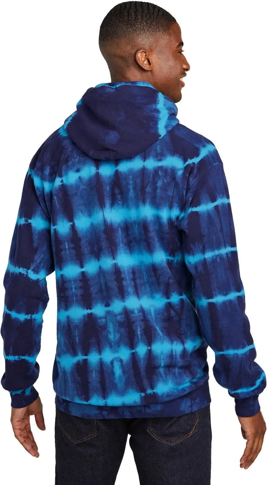 Port & Company Pc143 co Allover Stripe Tie-dye Fleece - Turquoise Team Navy