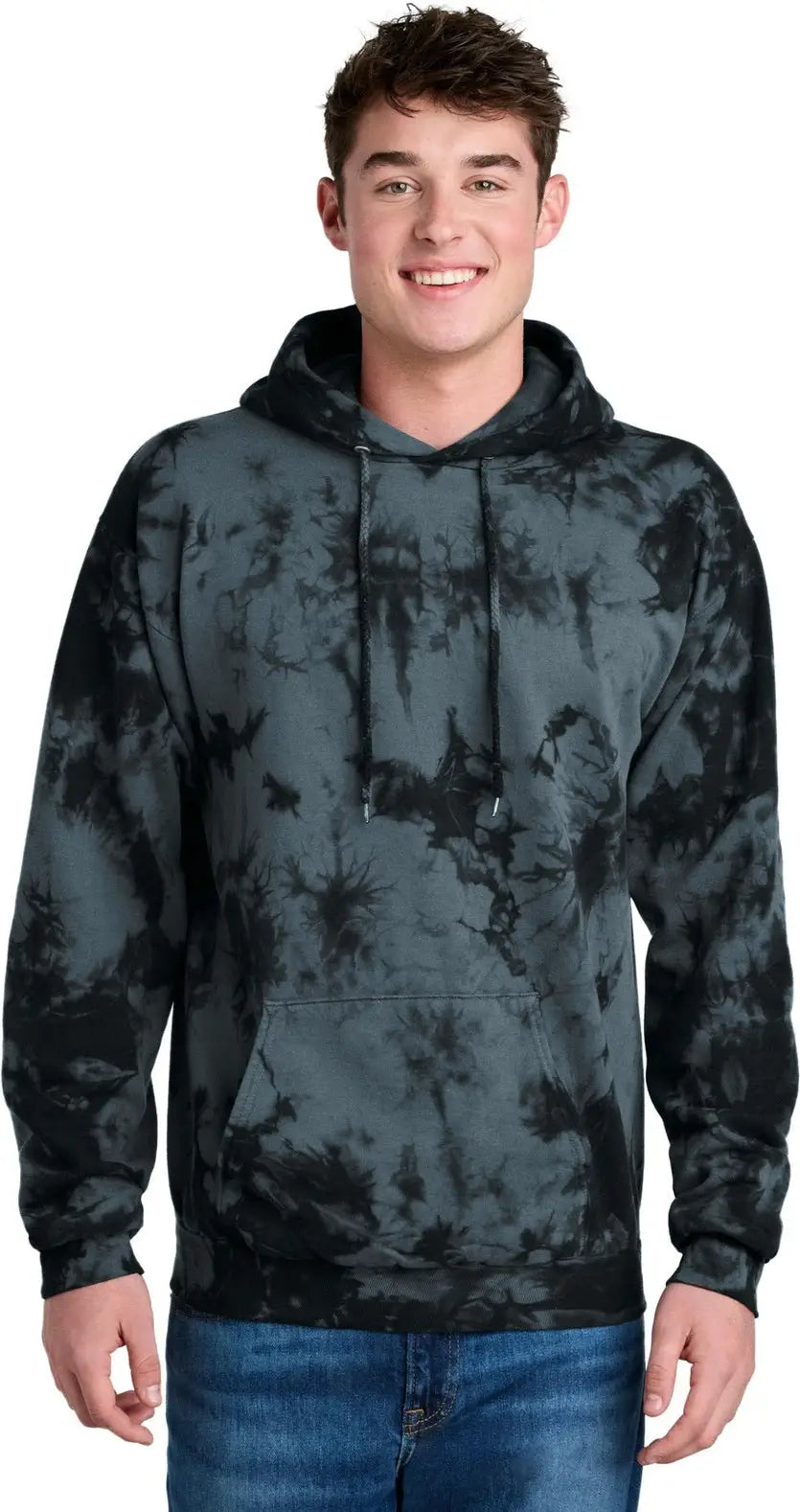 Port & Company Pc144 co Crystal Tie-dye Pullover Hoodie - Black - Adult s