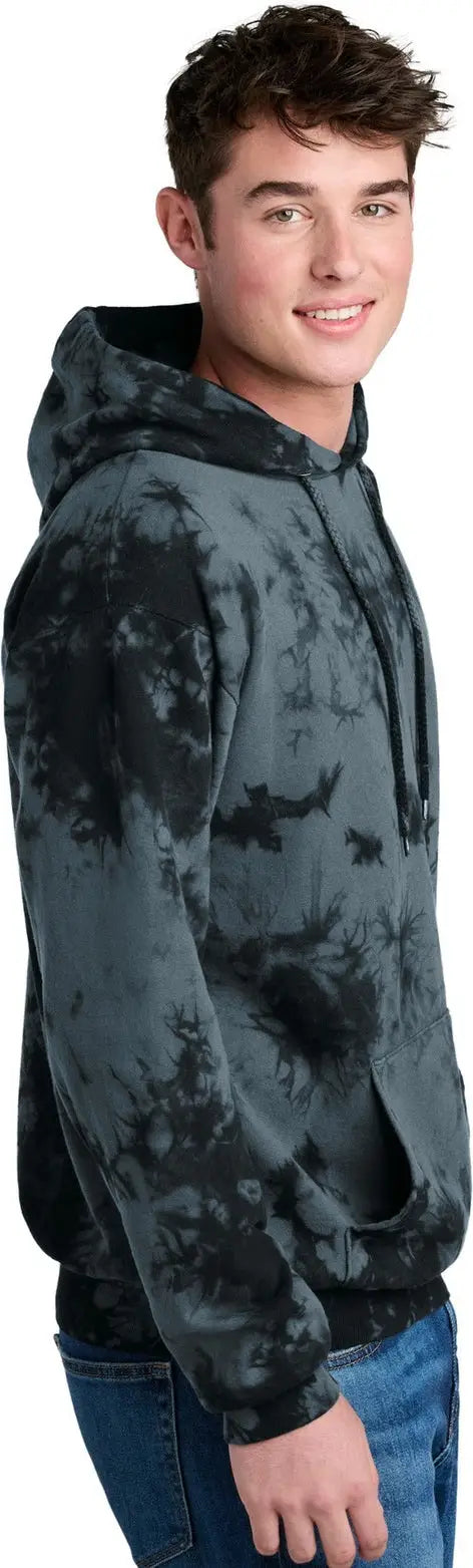 Port & Company Pc144 co Crystal Tie-dye Pullover Hoodie - Black