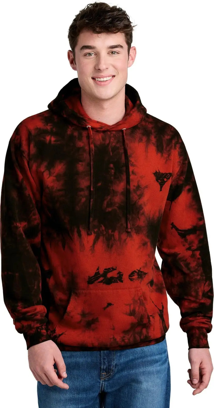 Port & Company Pc144 co Crystal Tie-dye Pullover Hoodie - Black Red - Black/ / Adult s