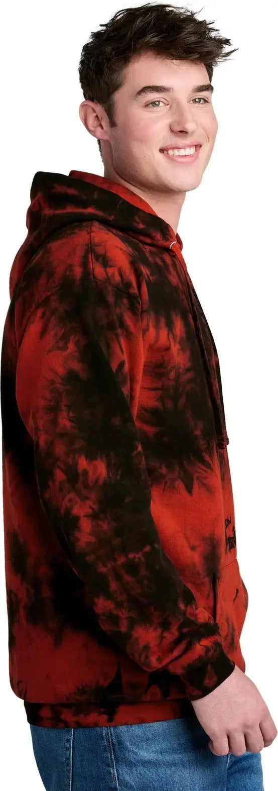 Port & Company Pc144 co Crystal Tie-dye Pullover Hoodie - Black Red