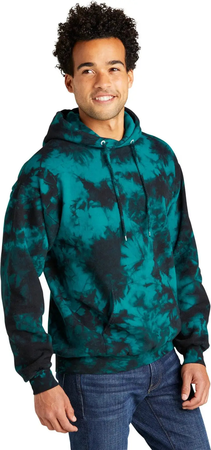Port & Company Pc144 co Crystal Tie-dye Pullover Hoodie - Black Teal