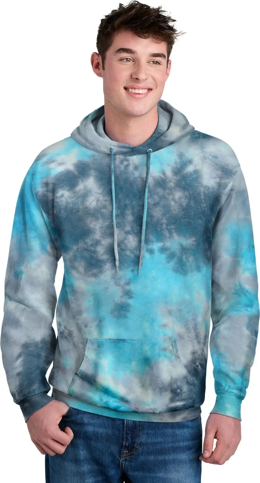 Port & Company Pc144 co Crystal Tie-dye Pullover Hoodie - Lagoon Colorburst - Adult s
