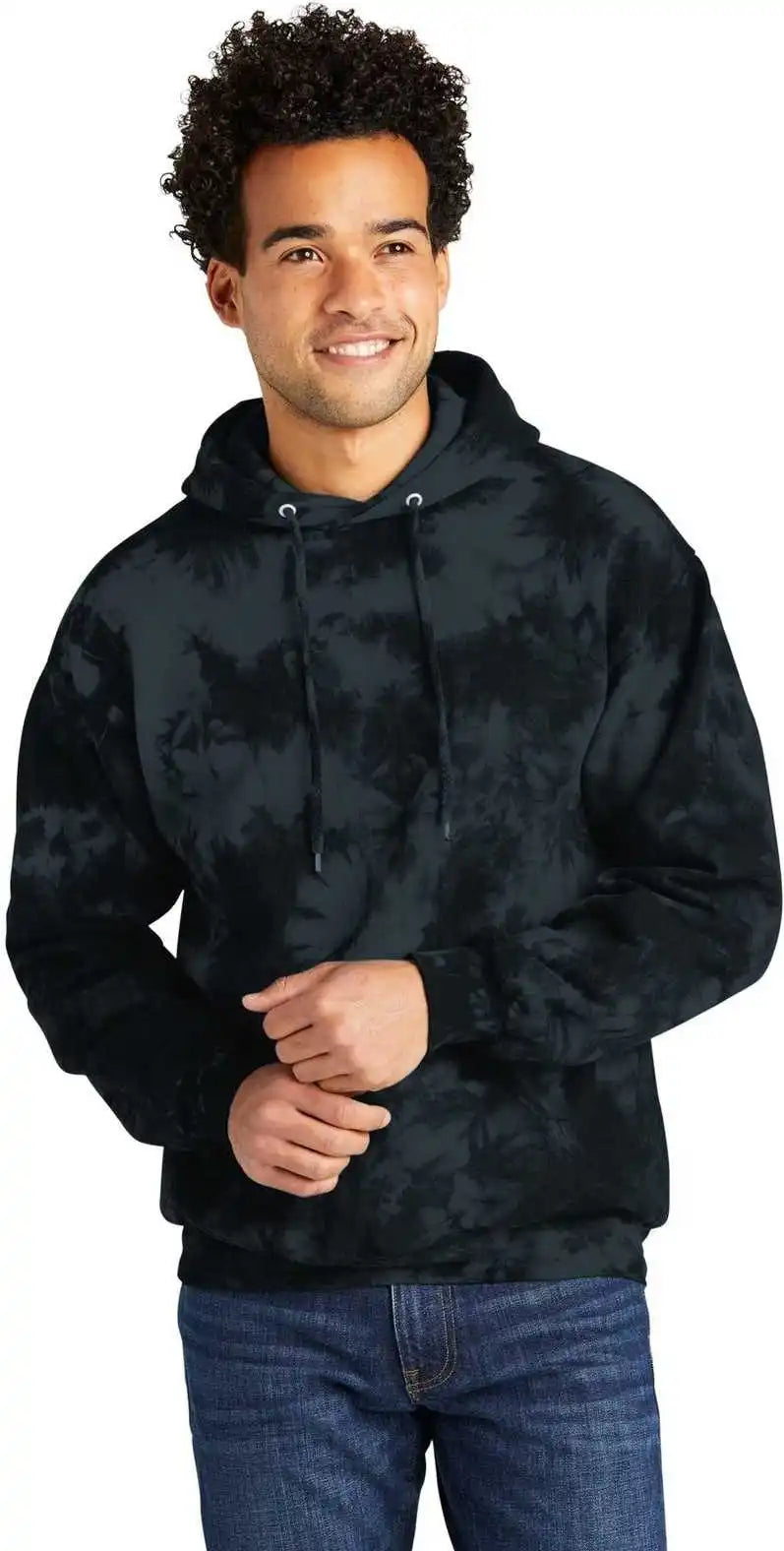 Port &amp; Company Pc144 Crystal Tie Dye Pullover Hoodie Black