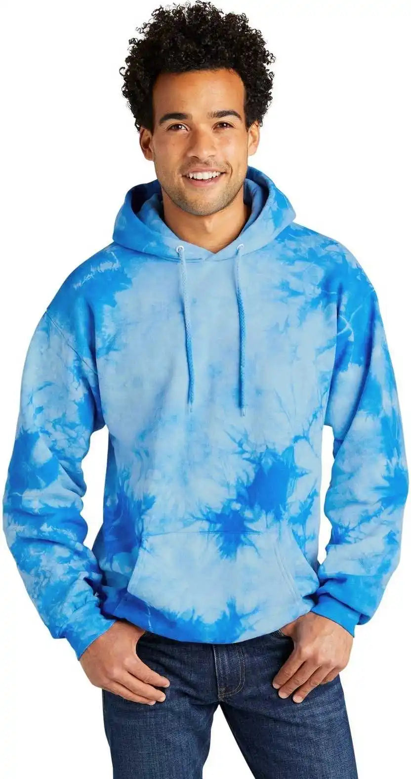 Port &amp; Company Pc144 Crystal Tie Dye Pullover Hoodie Sky Blue
