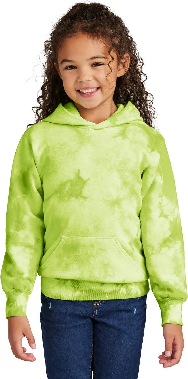 Port & Company Pc144y co Youth Crystal Tie-dye Pullover Hoodie - Lemon Lime - Xs
