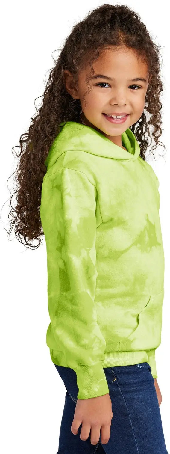 Port & Company Pc144y co Youth Crystal Tie-dye Pullover Hoodie - Lemon Lime