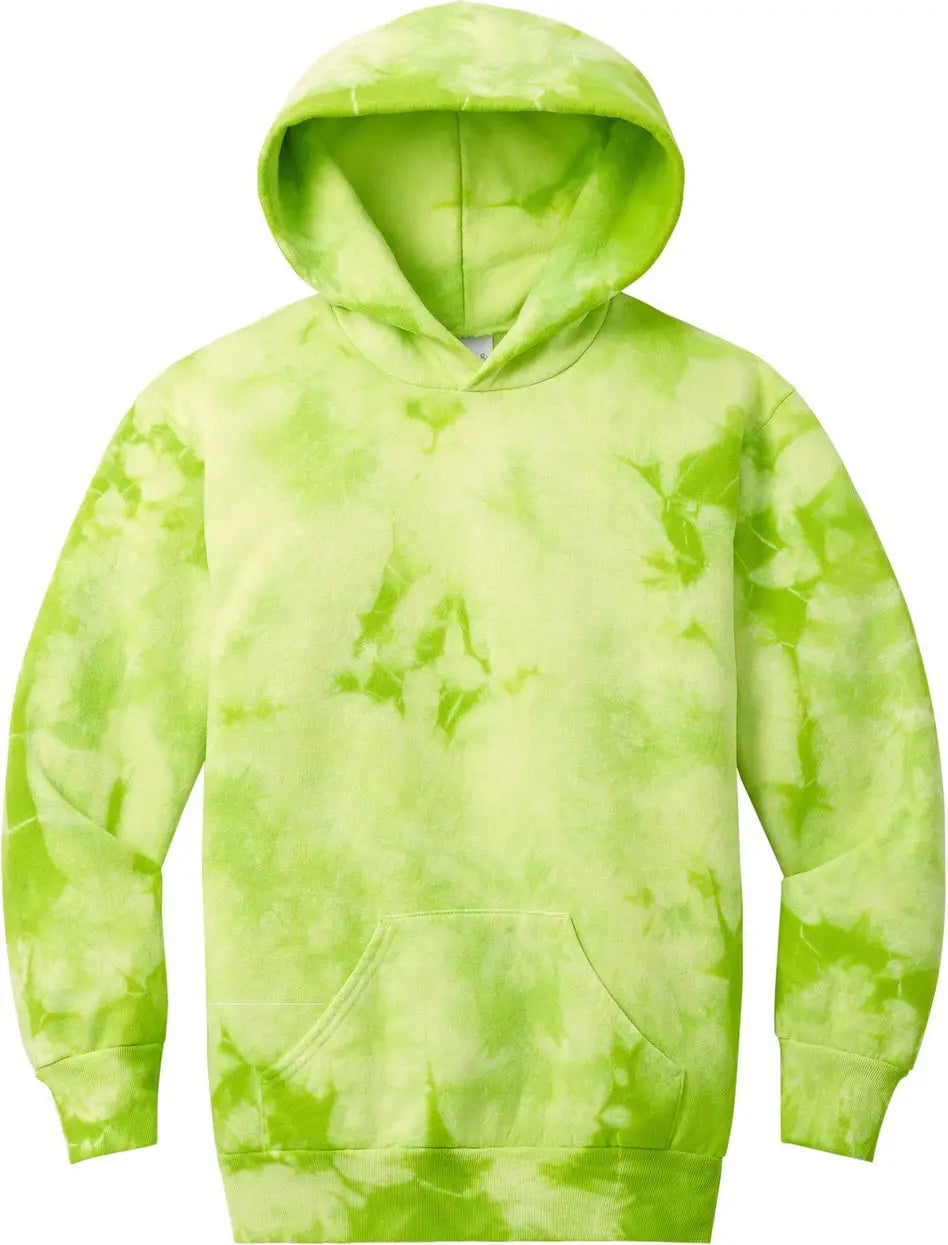 Port & Company Pc144y co Youth Crystal Tie-dye Pullover Hoodie - Lemon Lime