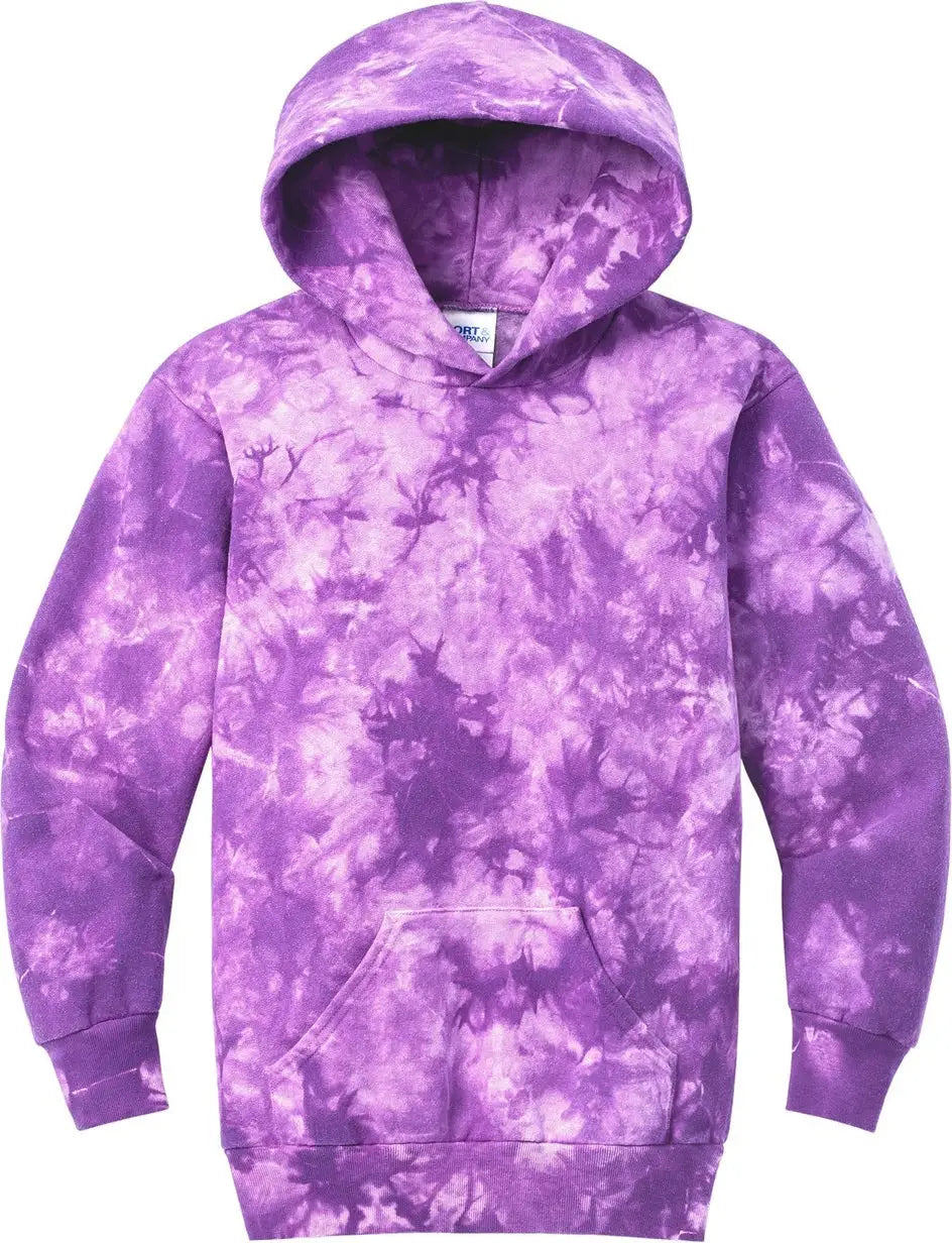 Port & Company Pc144y co Youth Crystal Tie-dye Pullover Hoodie - Purple