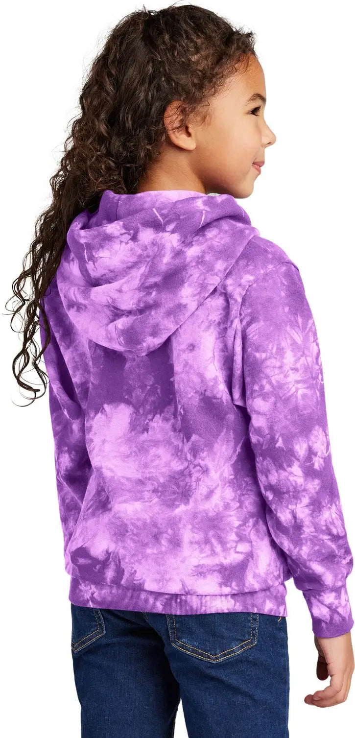 Port & Company Pc144y co Youth Crystal Tie-dye Pullover Hoodie - Purple