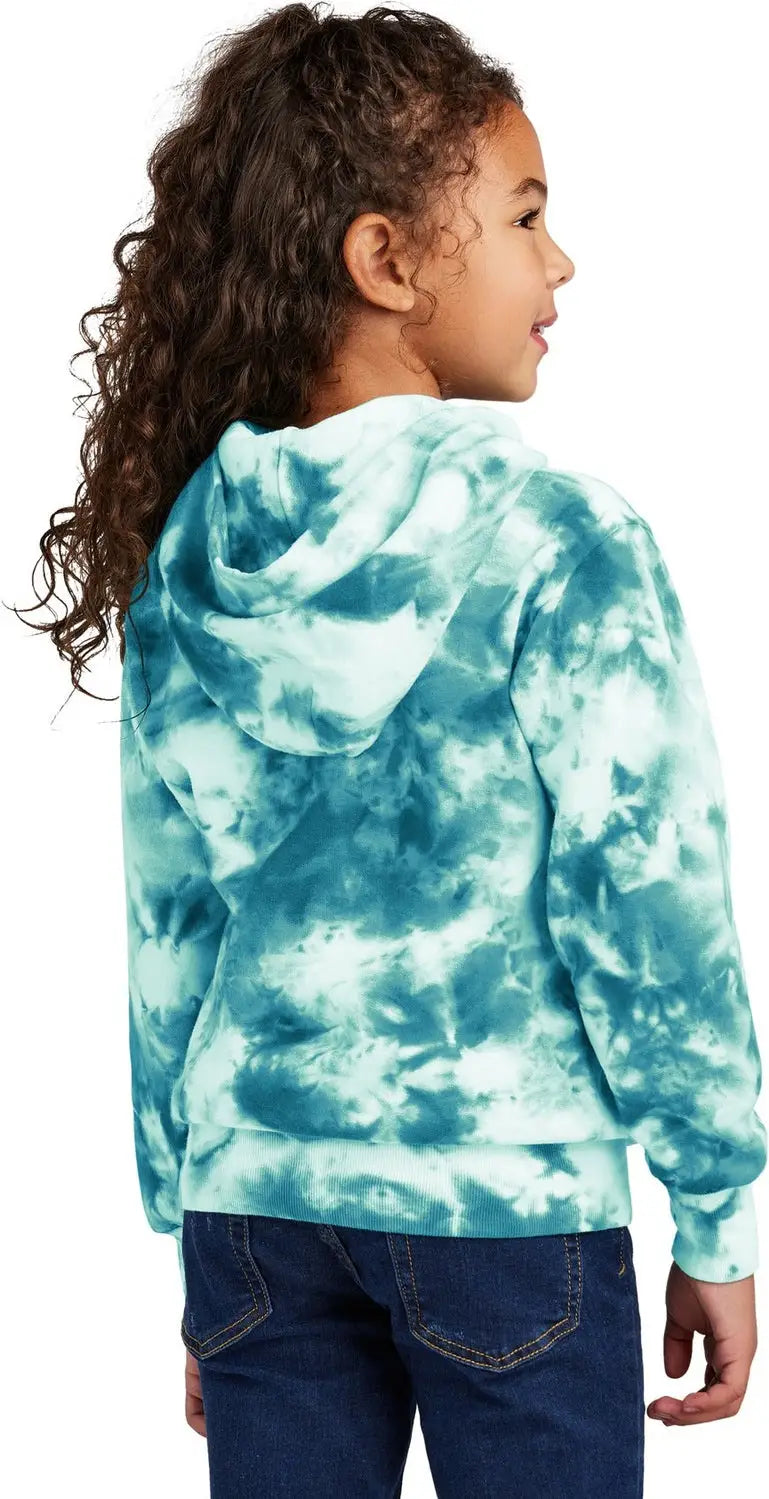 Port & Company Pc144y co Youth Crystal Tie-dye Pullover Hoodie - Teal