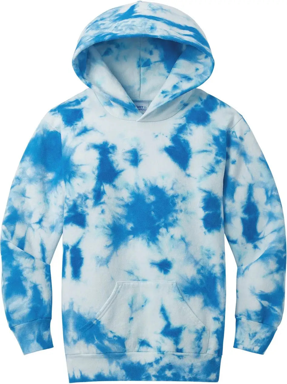 Port & Company Pc144y co Youth Crystal Tie-dye Pullover Hoodie - True Royal