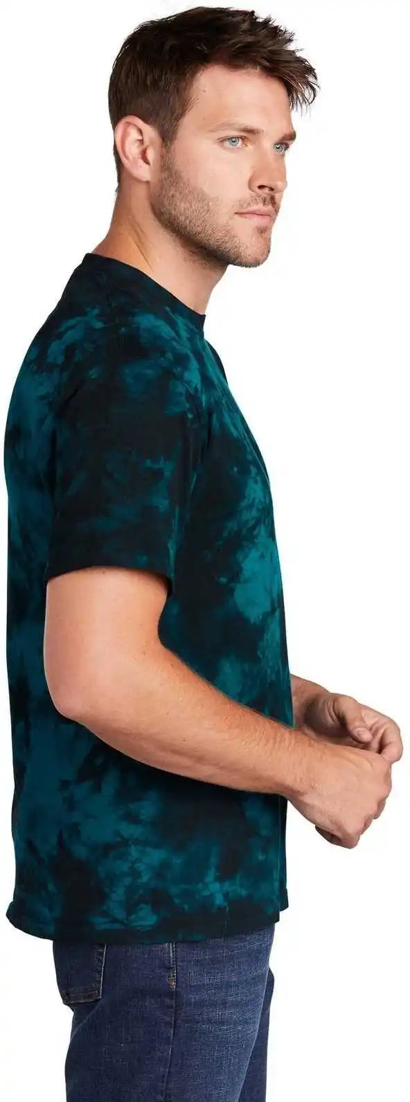 Port &amp; Company Pc145 Crystal Tie Dye Tee Black Teal