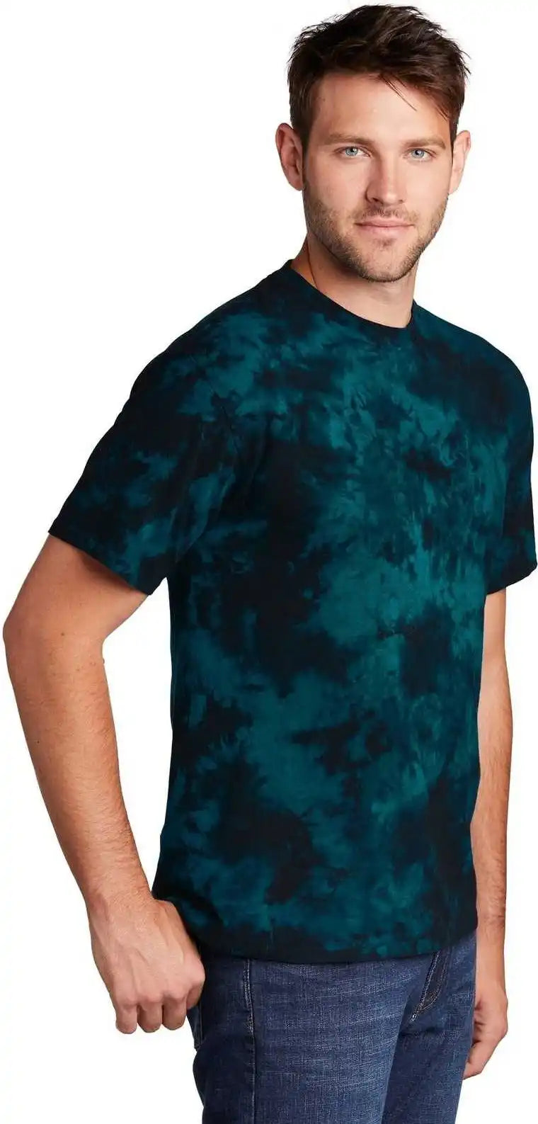 Port &amp; Company Pc145 Crystal Tie Dye Tee Black Teal
