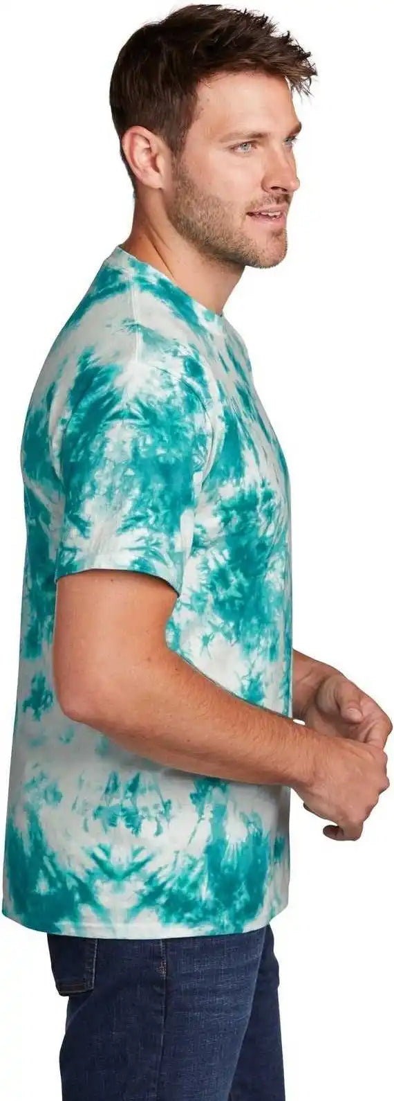 Port &amp; Company Pc145 Crystal Tie Dye Tee Teal