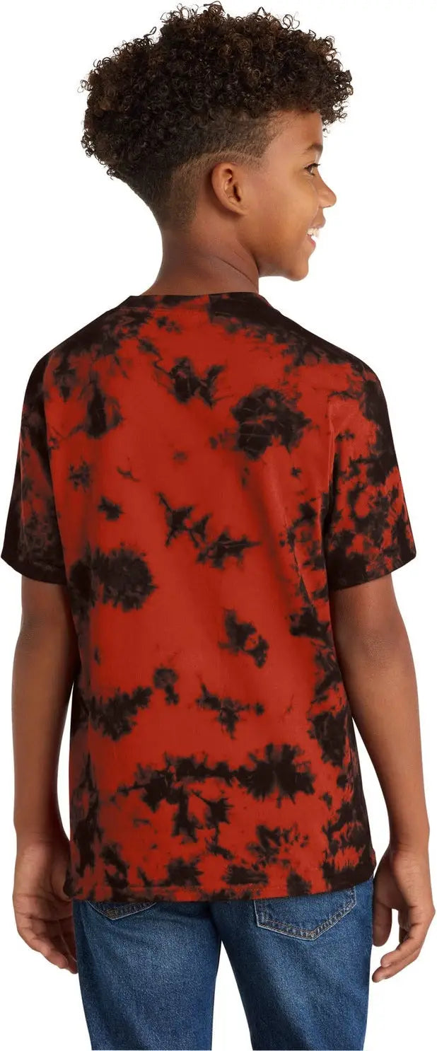 Port & Company Pc145y co Youth Crystal Tie-dye Tee - Black Red