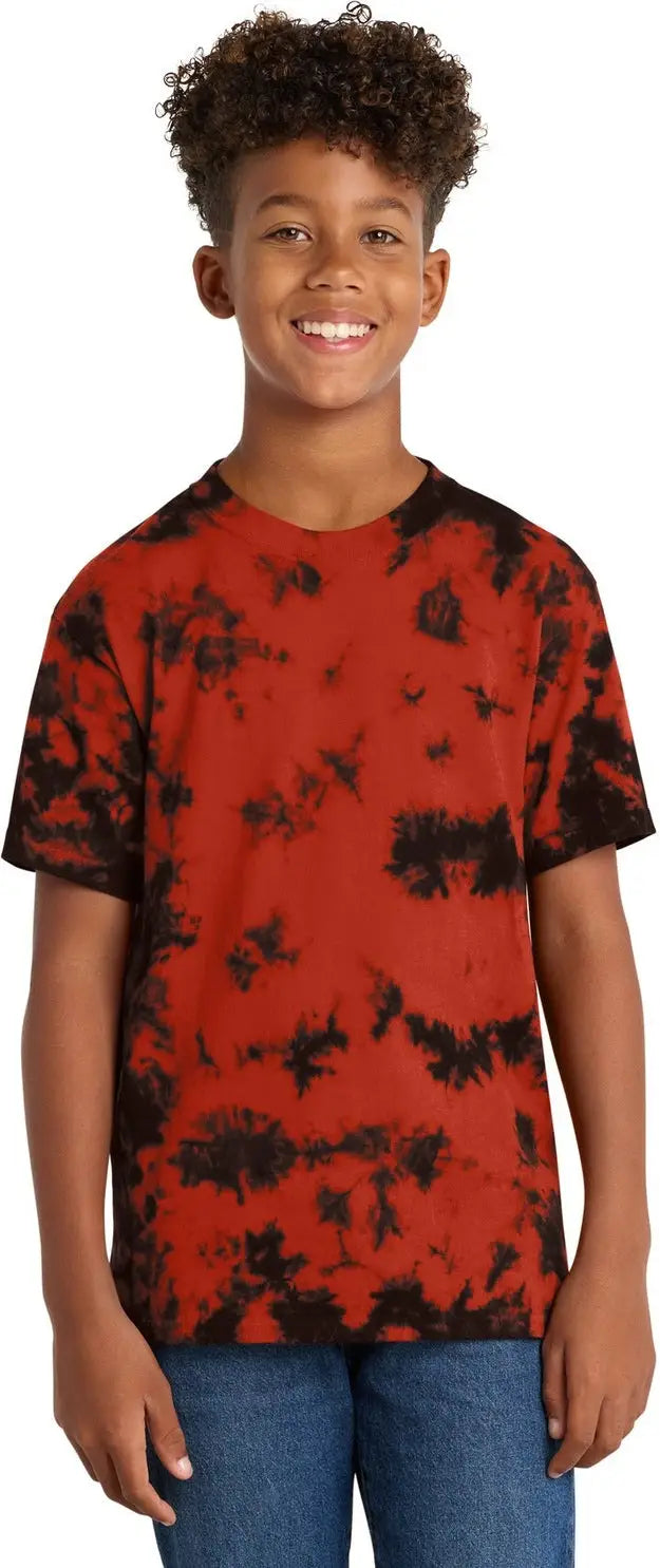 Port & Company Pc145y co Youth Crystal Tie-dye Tee - Black Red