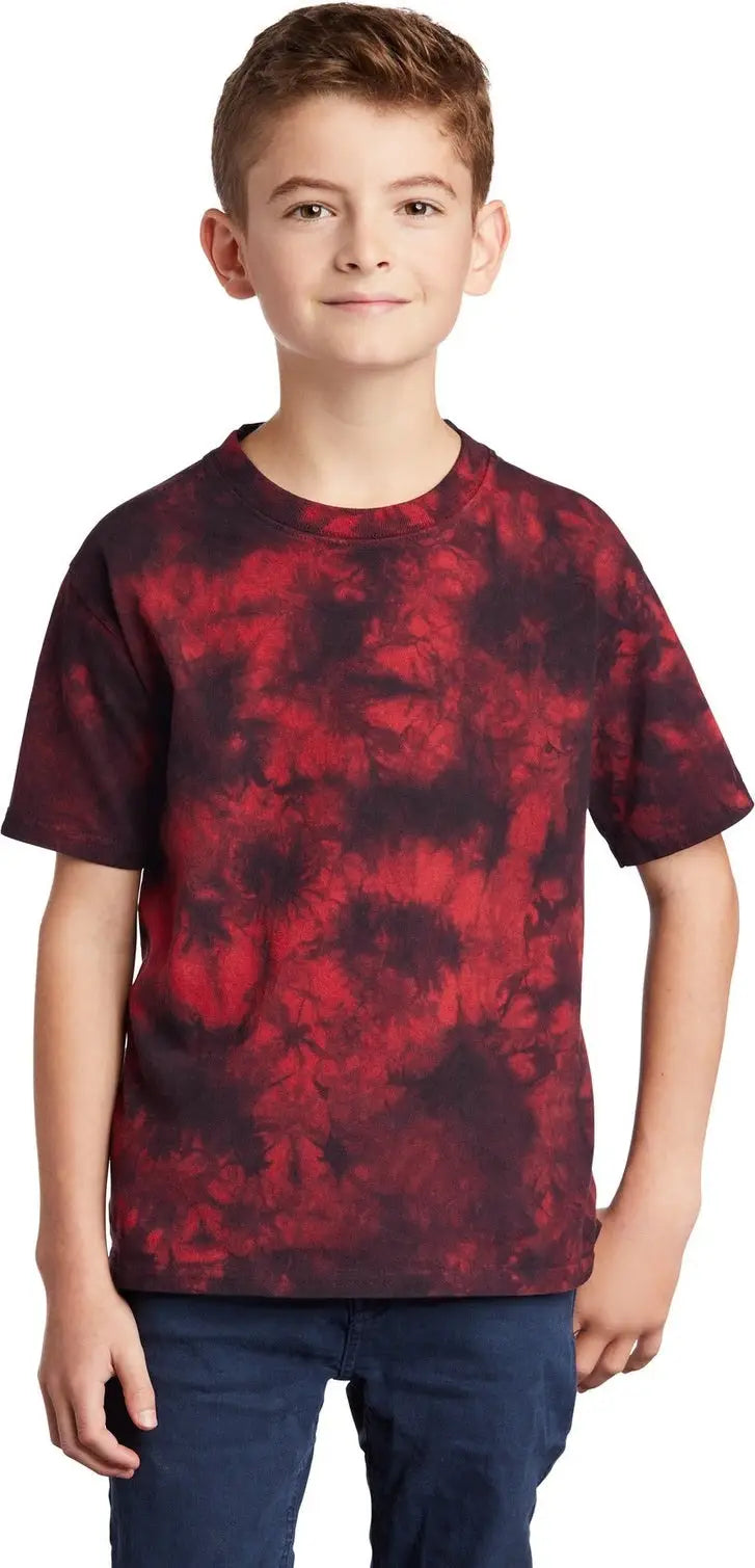 Port & Company Pc145y co Youth Crystal Tie-dye Tee - Black Red