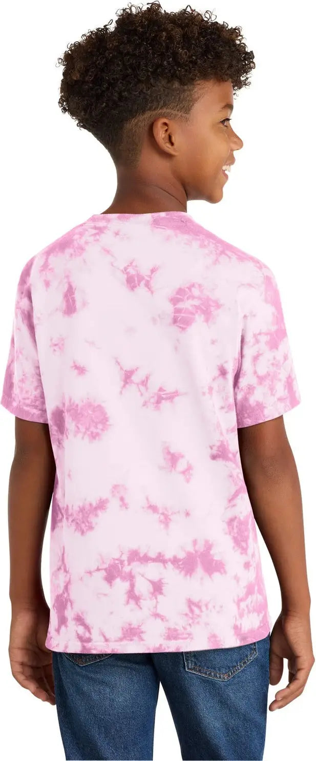 Port & Company Pc145y co Youth Crystal Tie-dye Tee - Bright Pink
