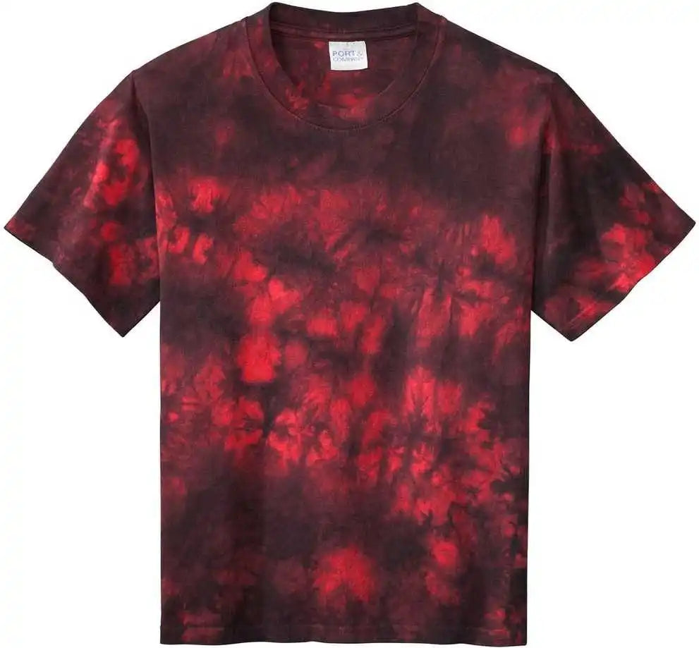 Port &amp; Company Pc145y Youth Crystal Tie-dye Tee - Black Red