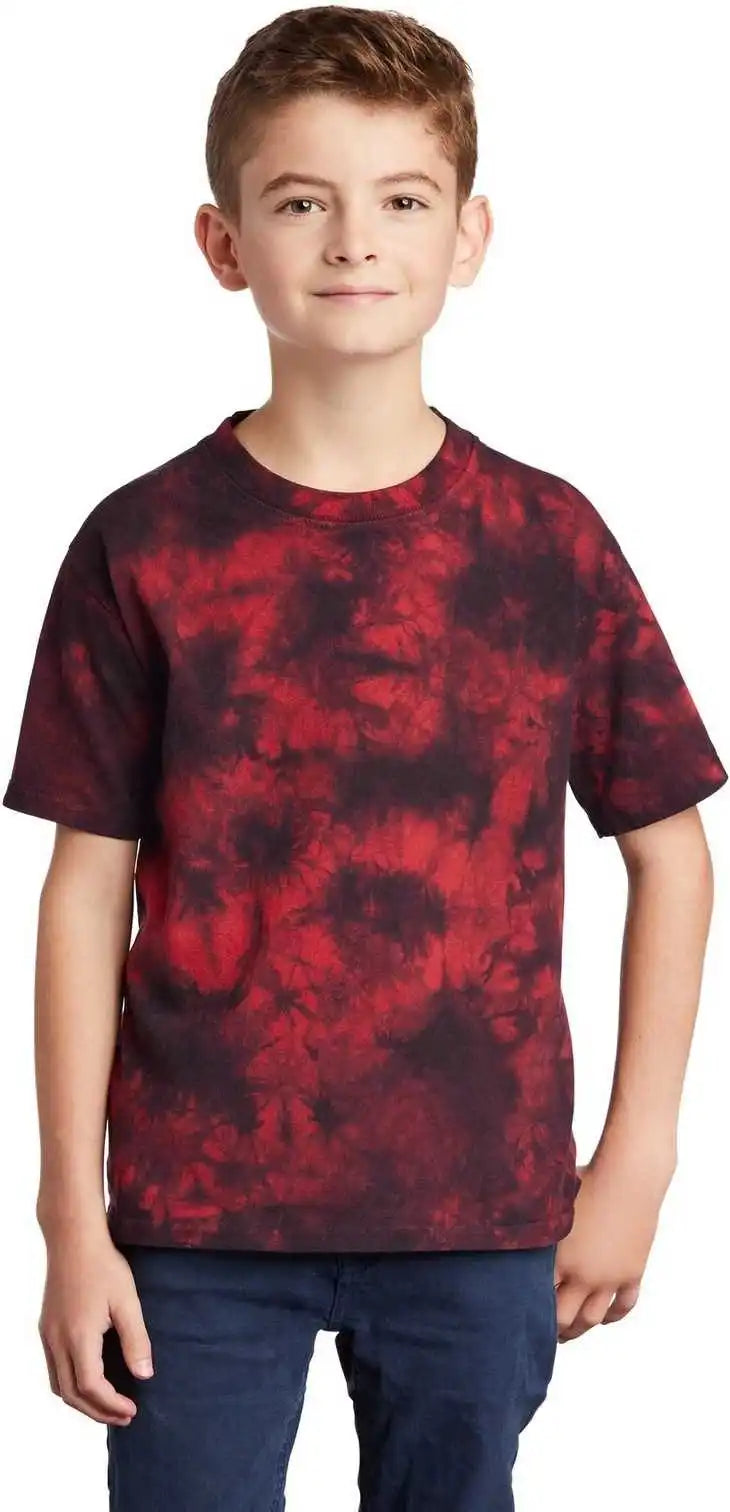 Port &amp; Company Pc145y Youth Crystal Tie-dye Tee - Black Red
