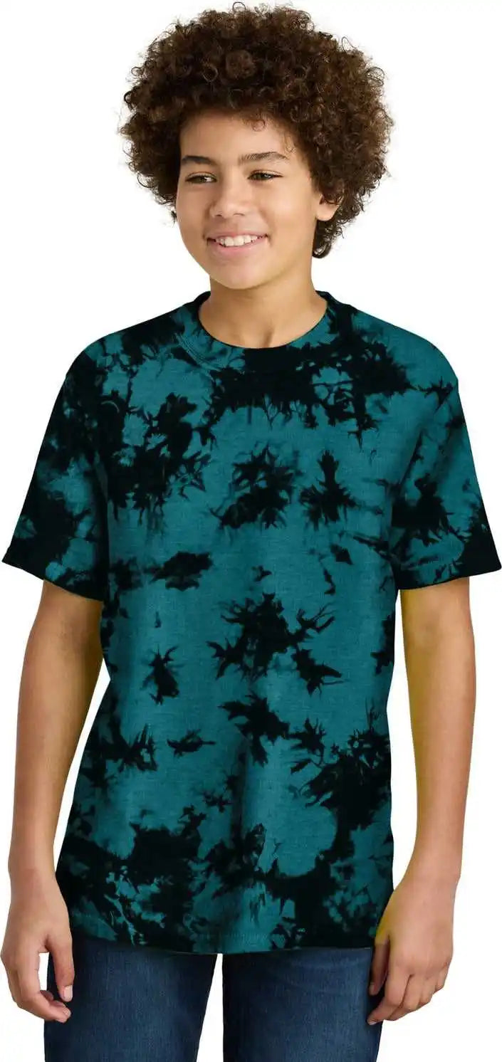 Port & Company Pc145y Youth Crystal Tie-dye Tee - Black/ Teal