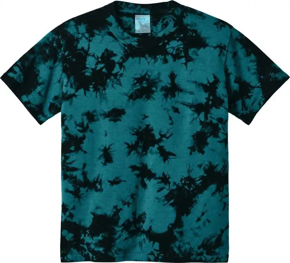 Port & Company Pc145y Youth Crystal Tie-dye Tee - Black/ Teal