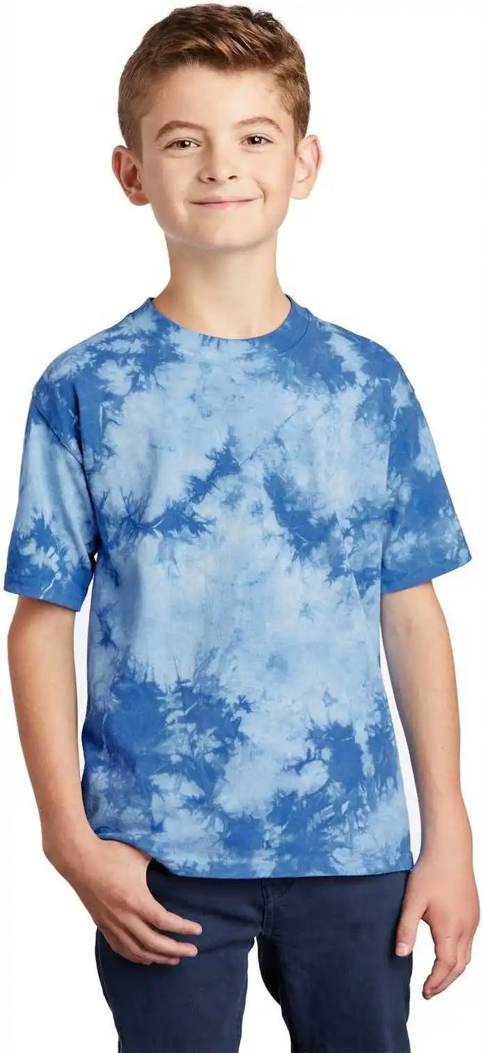 Port &amp; Company Pc145y Youth Crystal Tie Dye Tee Sky Blue