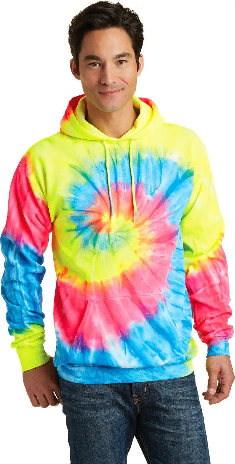 Port & Company Pc146 co Tie-dye Pullover Hooded Sweatshirt - Neon Rainbow - Adult s