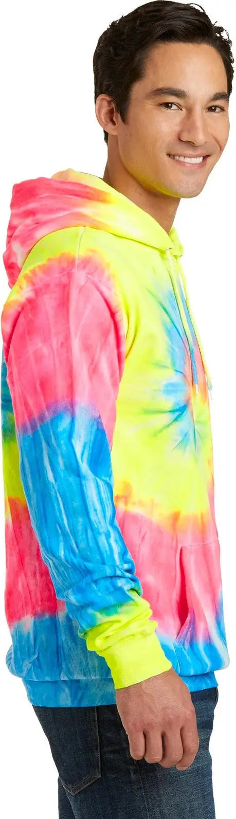 Port & Company Pc146 co Tie-dye Pullover Hooded Sweatshirt - Neon Rainbow
