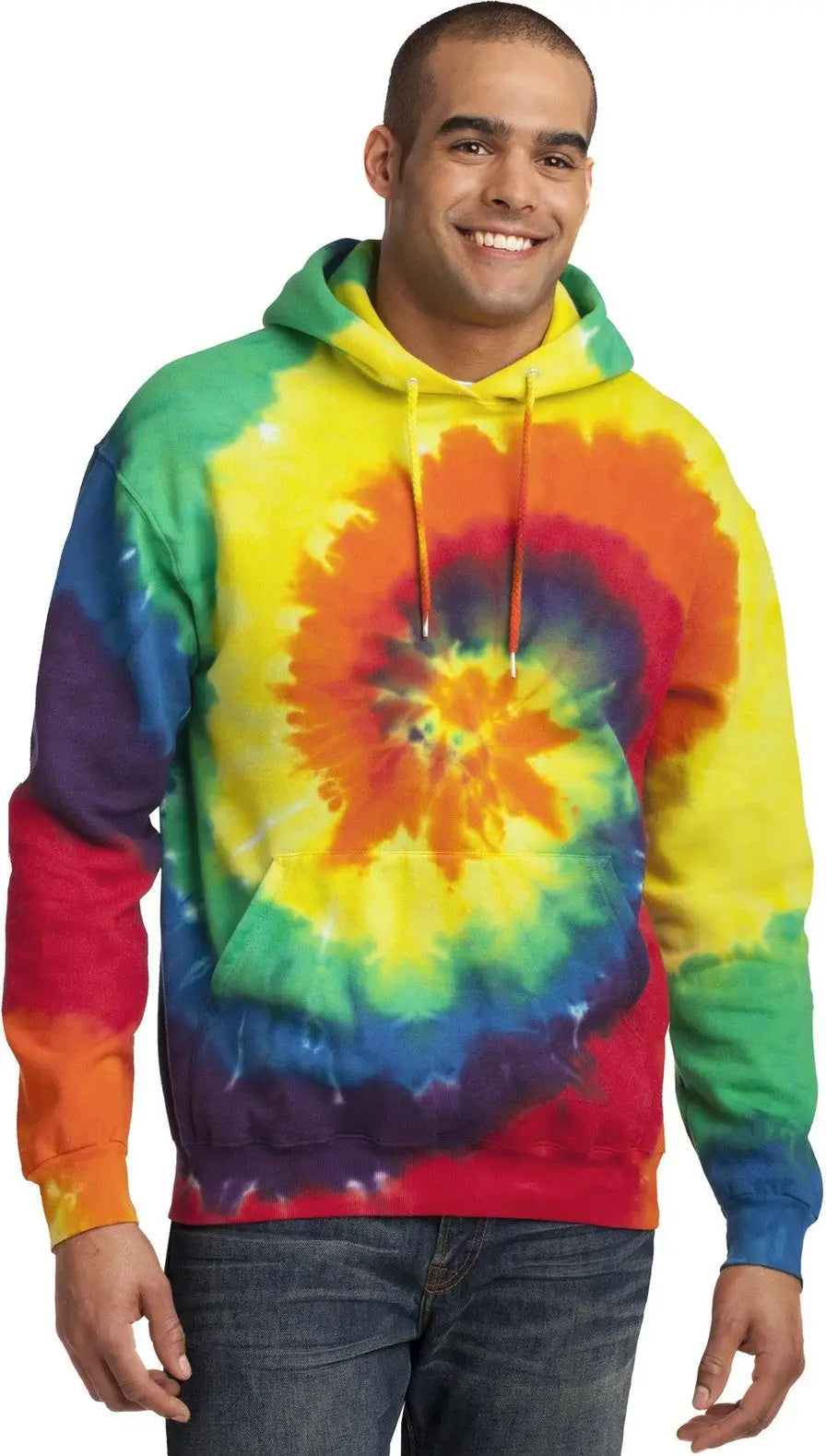Port & Company Pc146 co Tie-dye Pullover Hooded Sweatshirt - Rainbow - Adult s