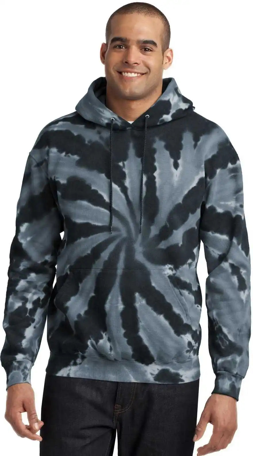 Port &amp; Company Pc146 Tie Dye Pullover Hooded Sweatshirt Black