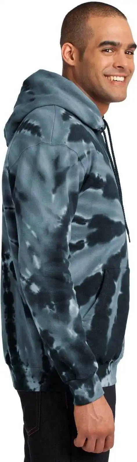 Port &amp; Company Pc146 Tie Dye Pullover Hooded Sweatshirt Black