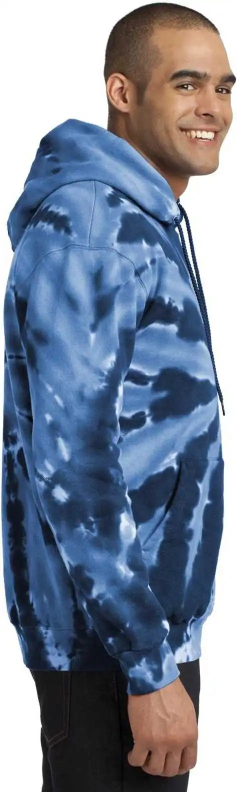 Port &amp; Company Pc146 Tie Dye Pullover Hooded Sweatshirt Navy