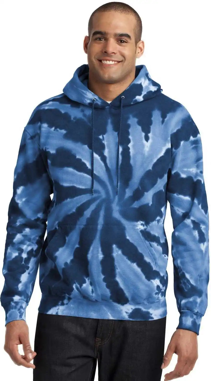 Port &amp; Company Pc146 Tie Dye Pullover Hooded Sweatshirt Navy