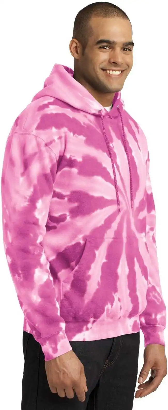 Port &amp; Company Pc146 Tie Dye Pullover Hooded Sweatshirt Pink
