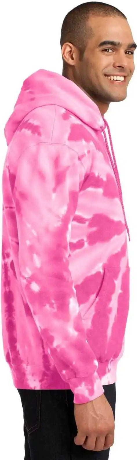 Port &amp; Company Pc146 Tie Dye Pullover Hooded Sweatshirt Pink