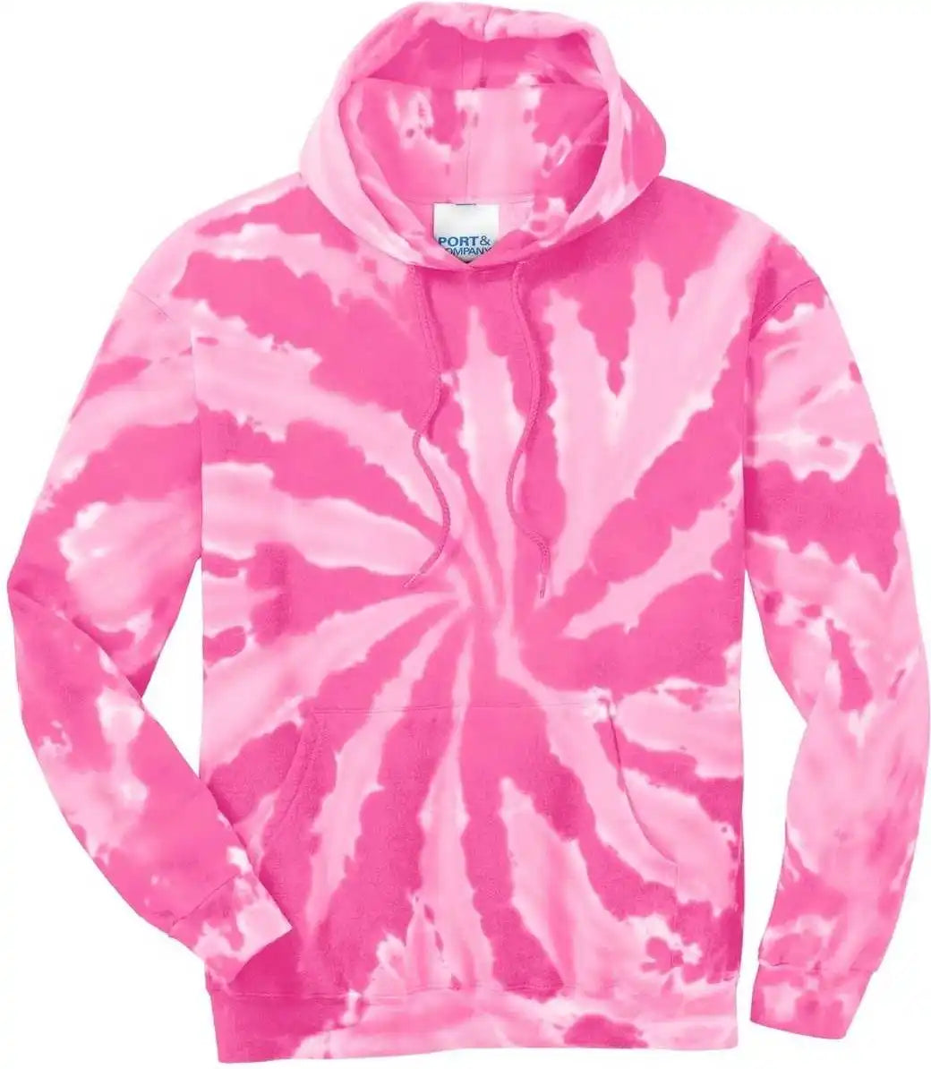 Port &amp; Company Pc146 Tie Dye Pullover Hooded Sweatshirt Pink