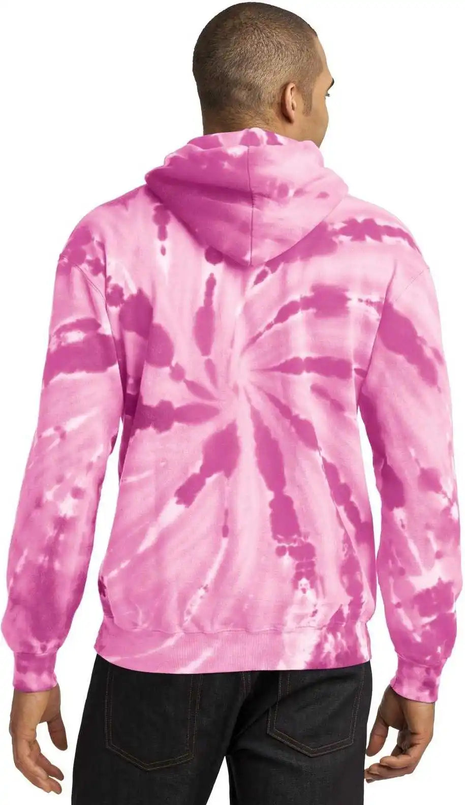 Port &amp; Company Pc146 Tie Dye Pullover Hooded Sweatshirt Pink