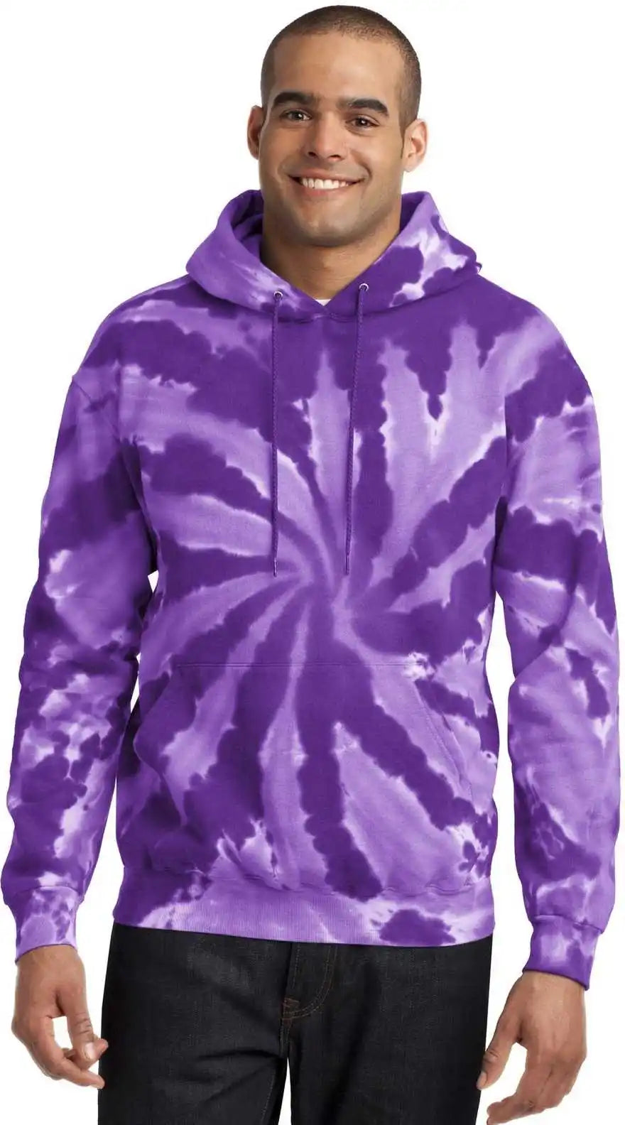Port &amp; Company Pc146 Tie Dye Pullover Hooded Sweatshirt Purple